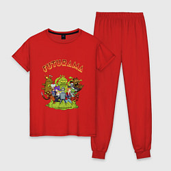 Пижама хлопковая женская Slurm team, цвет: красный
