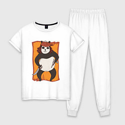 Пижама хлопковая женская Панда Пират Panda Pirate, цвет: белый