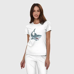 Пижама хлопковая женская Агрессивная акула, цвет: белый — фото 2