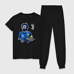 Пижама хлопковая женская Andrea Pirlo, цвет: черный