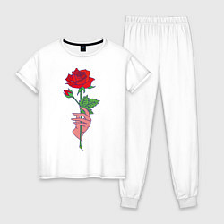 Пижама хлопковая женская Роза, цвет: белый