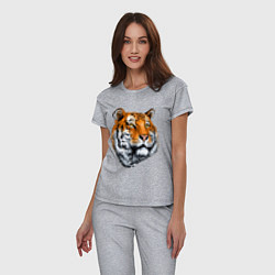 Пижама хлопковая женская Тигр, цвет: меланж — фото 2