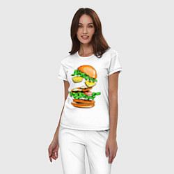 Пижама хлопковая женская King Burger, цвет: белый — фото 2