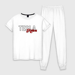 Пижама хлопковая женская TESLA MOTORS ТЕСЛА, цвет: белый