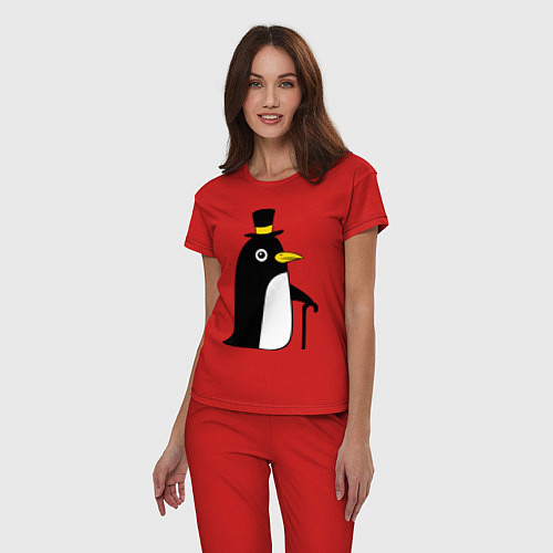 Женская пижама Пингвин в шляпе / Красный – фото 3