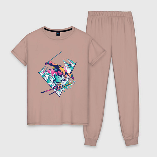 Женская пижама Горные Лыжи - Горнолыжник / Пыльно-розовый – фото 1