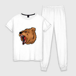 Пижама хлопковая женская Медведь, цвет: белый