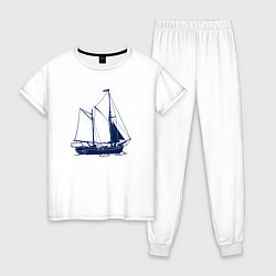 Пижама хлопковая женская Корабль, цвет: белый