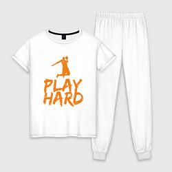 Пижама хлопковая женская Play Hard, цвет: белый