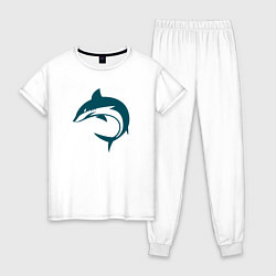 Пижама хлопковая женская Акула, цвет: белый