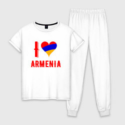 Пижама хлопковая женская I Love Armenia, цвет: белый
