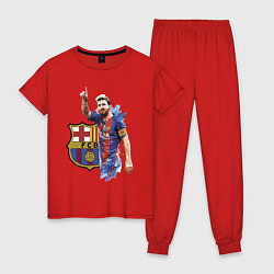 Пижама хлопковая женская Lionel Messi Barcelona Argentina!, цвет: красный