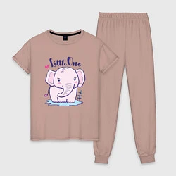 Пижама хлопковая женская Маленький слоненок, цвет: пыльно-розовый