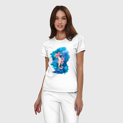 Пижама хлопковая женская Морской конек, цвет: белый — фото 2