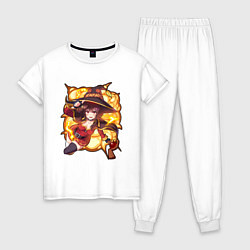 Пижама хлопковая женская Мегумин из коносубы взрыв, цвет: белый
