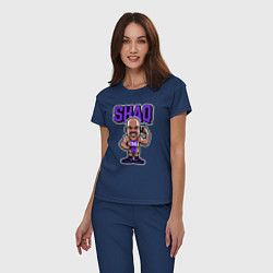 Пижама хлопковая женская Shaq, цвет: тёмно-синий — фото 2