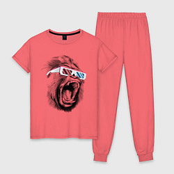 Пижама хлопковая женская Дикая горилла, цвет: коралловый