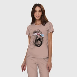 Пижама хлопковая женская Дикая горилла, цвет: пыльно-розовый — фото 2