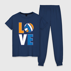 Пижама хлопковая женская Love Volleyball цвета тёмно-синий — фото 1