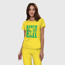 Пижама хлопковая женская Beach Volleyball, цвет: желтый — фото 2