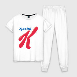 Пижама хлопковая женская Special k merch Essential, цвет: белый