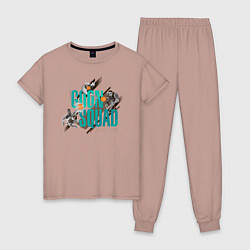 Пижама хлопковая женская Space Jam Goon Squad, цвет: пыльно-розовый