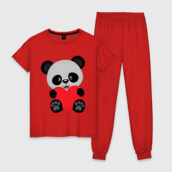 Пижама хлопковая женская Love Панда, цвет: красный
