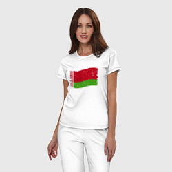 Пижама хлопковая женская Флаг - Беларусь, цвет: белый — фото 2