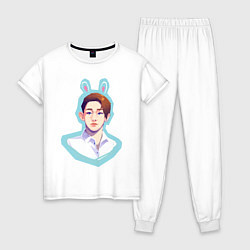 Пижама хлопковая женская Bunny wonho, цвет: белый