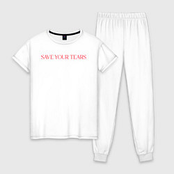 Пижама хлопковая женская The Weeknd - Save Your Tears, цвет: белый