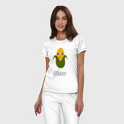 Пижама хлопковая женская Сердитая Кукуруза, цвет: белый — фото 2