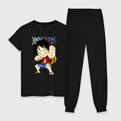 Пижама хлопковая женская Манки Д Луффи One Piece, цвет: черный