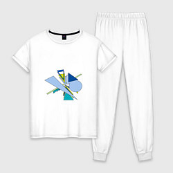 Пижама хлопковая женская Динамическая абстракция, цвет: белый