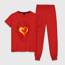 Пижама хлопковая женская Пылкое сердце, цвет: красный