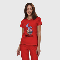 Пижама хлопковая женская Dead Cells logo landscape, цвет: красный — фото 2