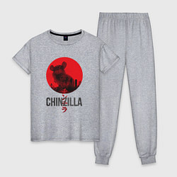 Пижама хлопковая женская Chinzilla black, цвет: меланж