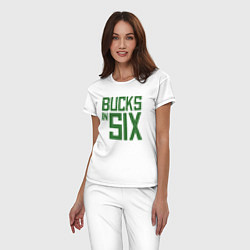 Пижама хлопковая женская Bucks In Six, цвет: белый — фото 2