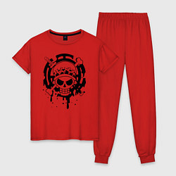 Пижама хлопковая женская Веселый Роджер Трафальгара Ло One Piece, цвет: красный