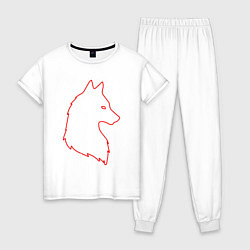 Пижама хлопковая женская Неоновый волк, цвет: белый