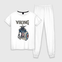 Пижама хлопковая женская Викинг Viking Воин Z, цвет: белый