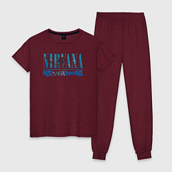 Пижама хлопковая женская Nirvana Нирвана Рок Rock, цвет: меланж-бордовый