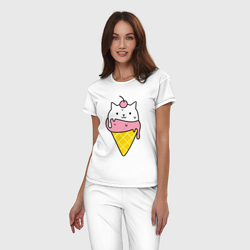 Женская пижама Ice Cream Cat / Белый – фото 3