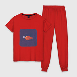 Пижама хлопковая женская Удильщик, цвет: красный