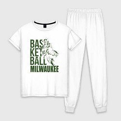 Пижама хлопковая женская Баскетбол - Милуоки, цвет: белый