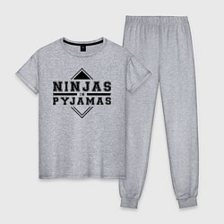 Пижама хлопковая женская Ninjas In Pyjamas, цвет: меланж