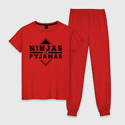 Пижама хлопковая женская Ninjas In Pyjamas, цвет: красный