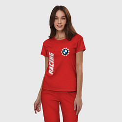 Пижама хлопковая женская БМВ - Pro Racing, цвет: красный — фото 2