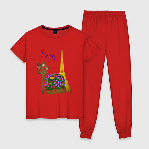 Женская пижама Кусочек Парижа / Красный – фото 1