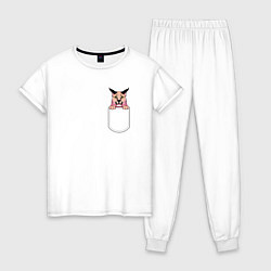 Пижама хлопковая женская Шлёпа в кармане, цвет: белый