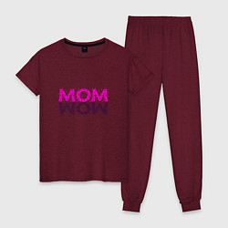 Пижама хлопковая женская MOM, цвет: меланж-бордовый